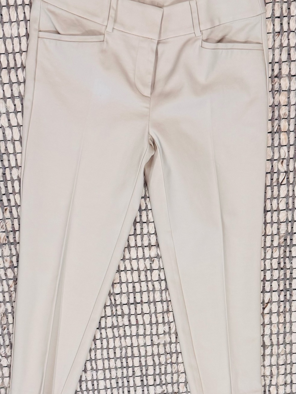 LOFT Riviera Light Cream Straight-Leg Dress Pants, 2